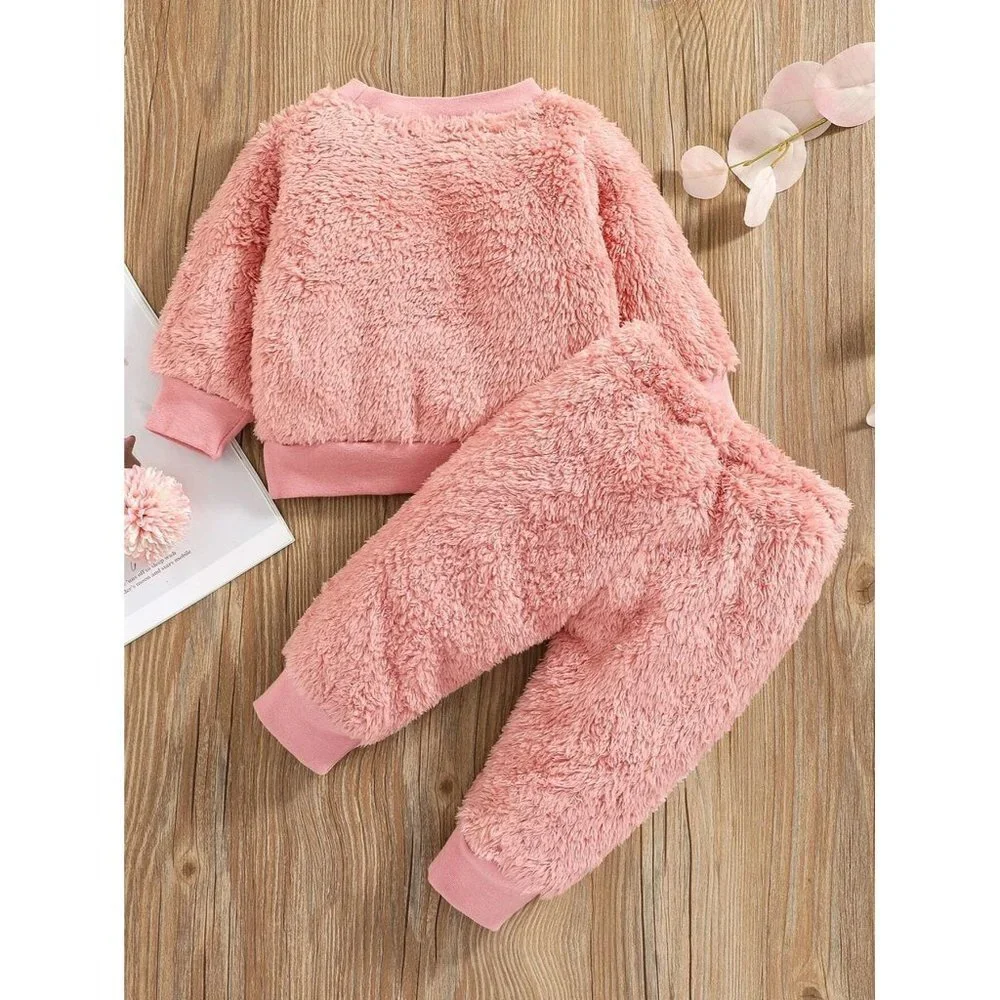 NWT SHEIN Baby‎ Cartoon Embroidery Pullover & Sweatpants Size 18-24M Color Pink